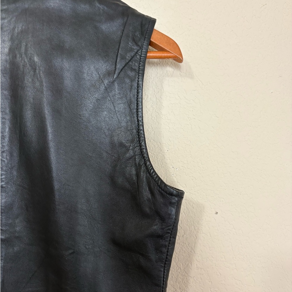 Vintage Saguaro West Black Leather Collared Zip Up Vest for Women Size Small - Picture 9 of 15